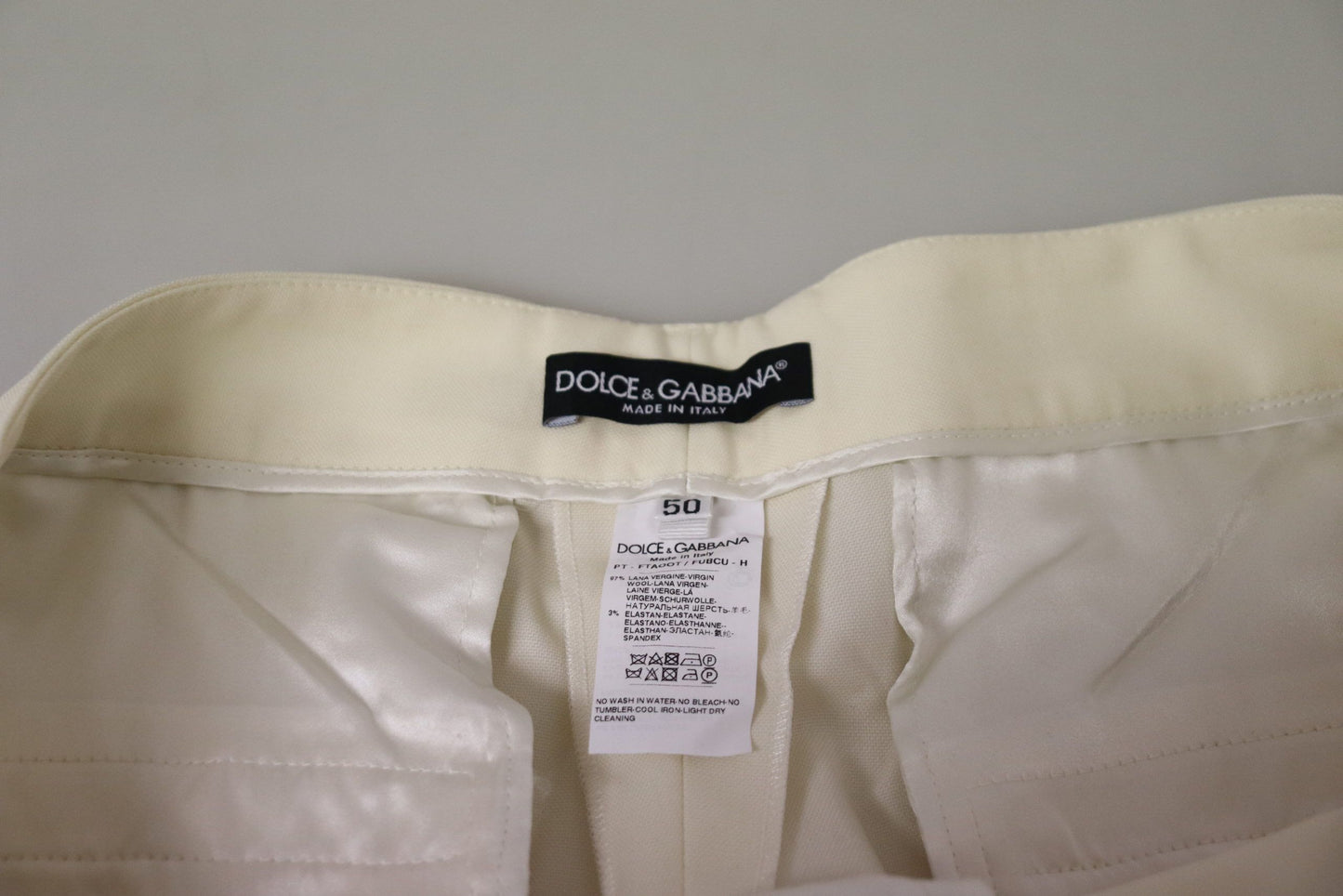 Dolce & Gabbana Elegant ivory wool high-waisted trousers