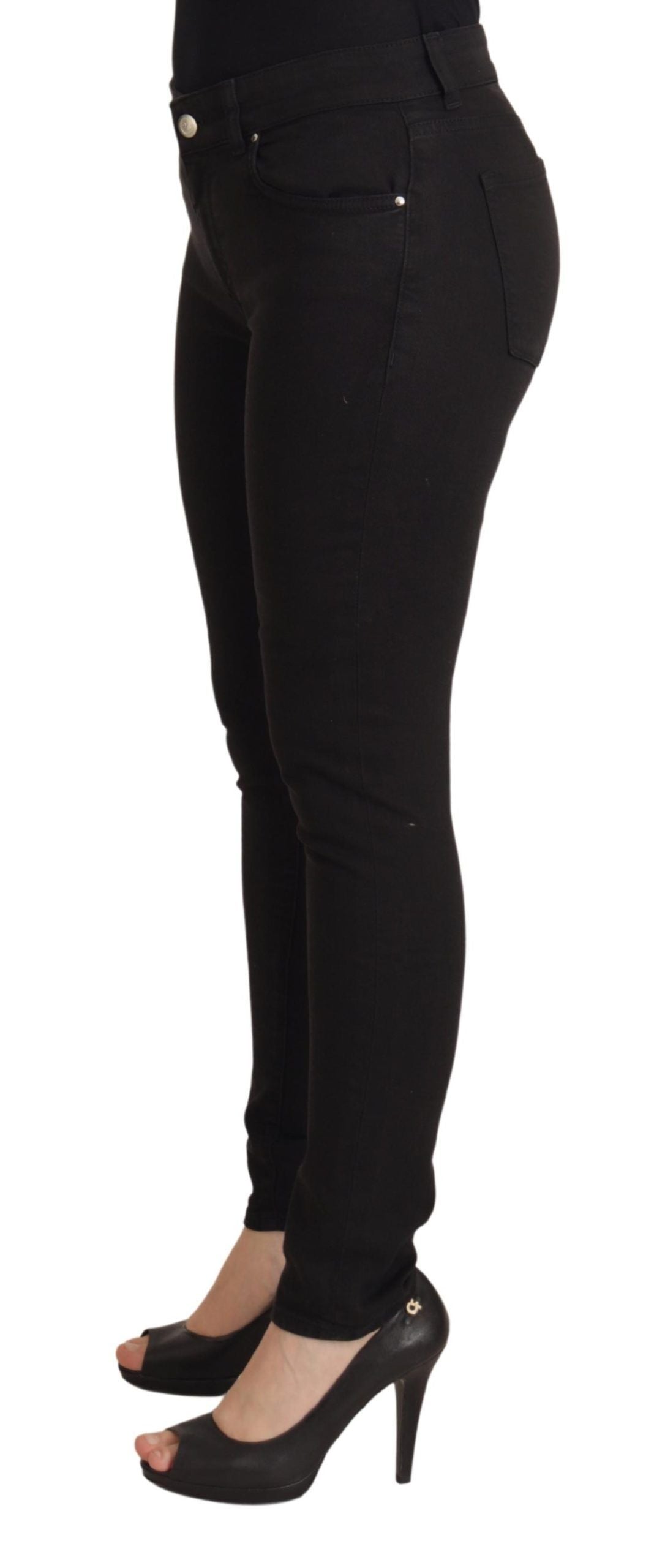 Dolce & Gabbana Smooth Black Cotton Stretch Skinny Jeans