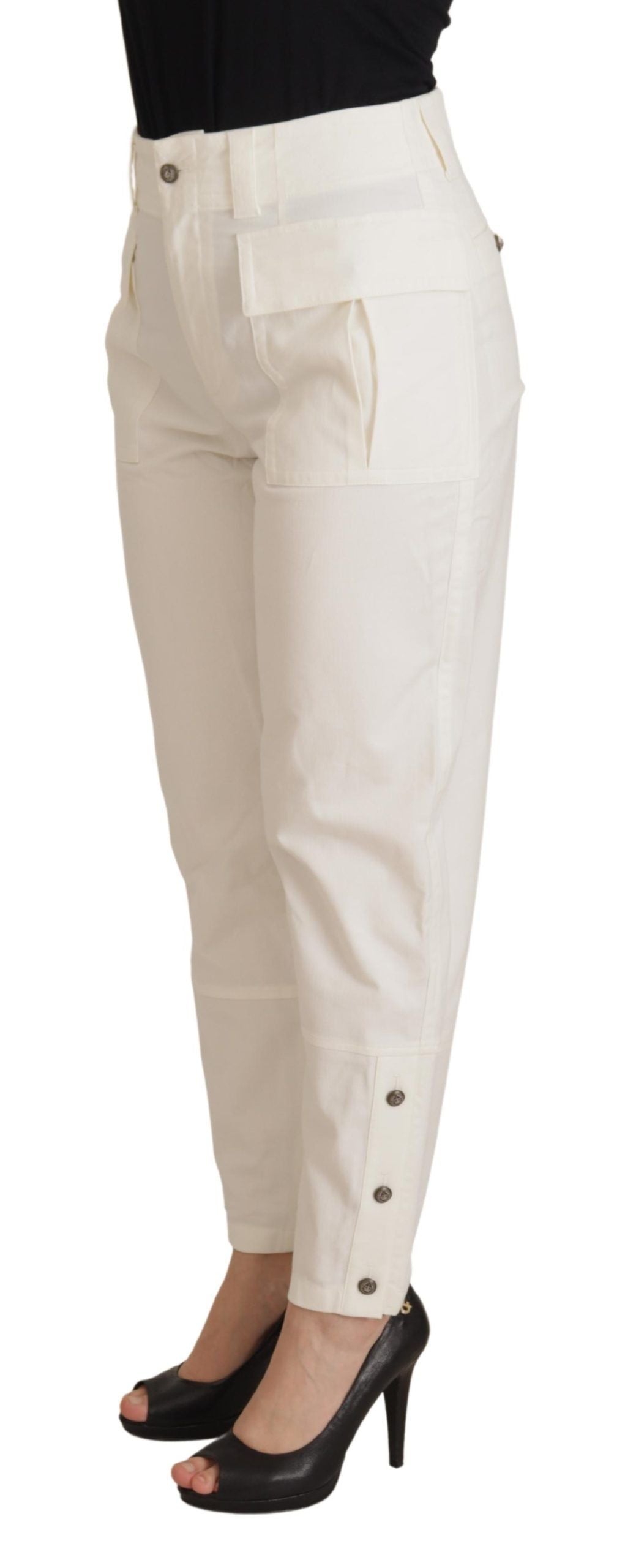 Dolce & Gabbana Elegant white tailored high waist trousers