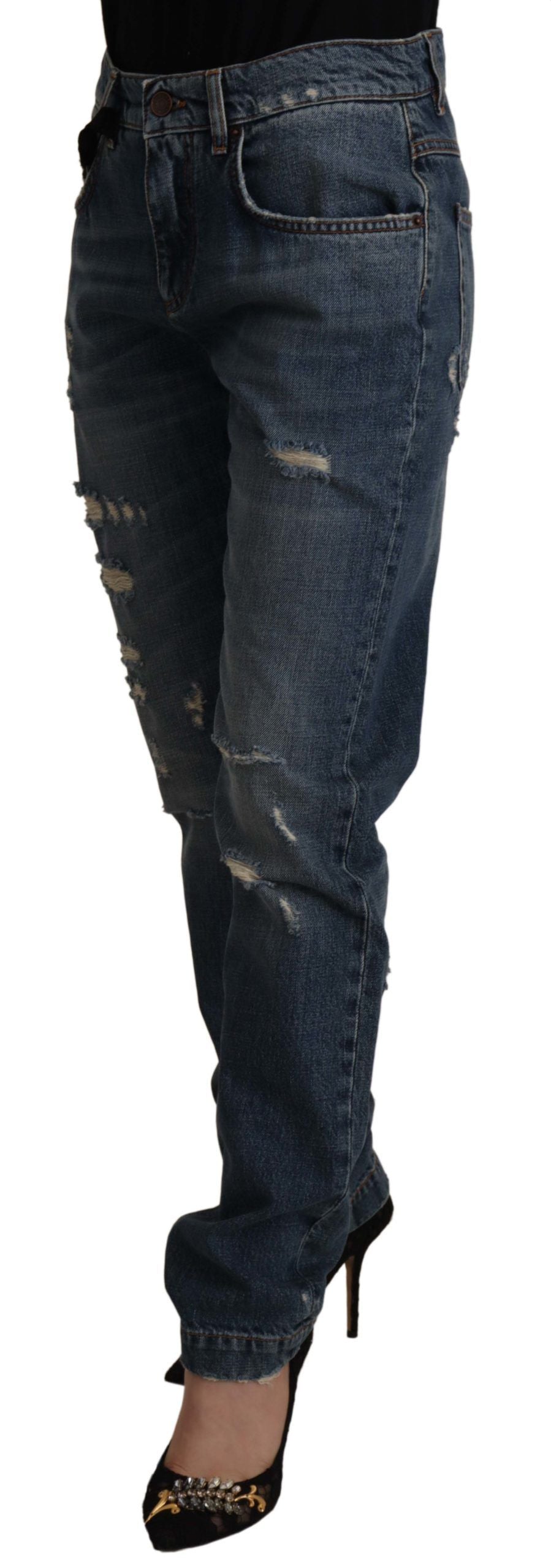 Dolce & Gabbana Chic boyfriend jeans with mid-waist in denim