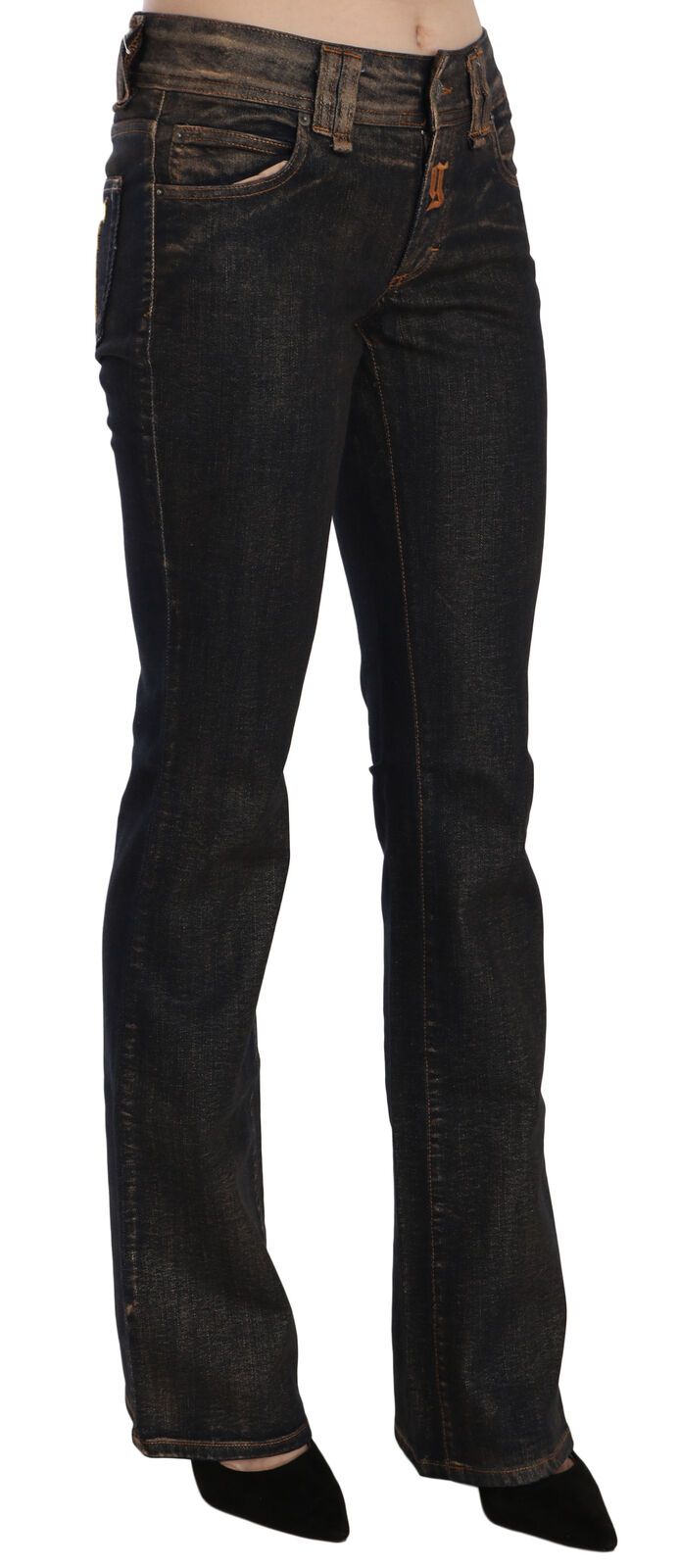 John Galliano Chic Denim Flared Waist Black