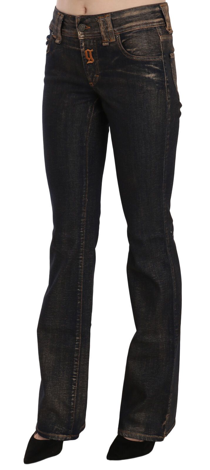 John Galliano Chic Denim Flared Waist Black