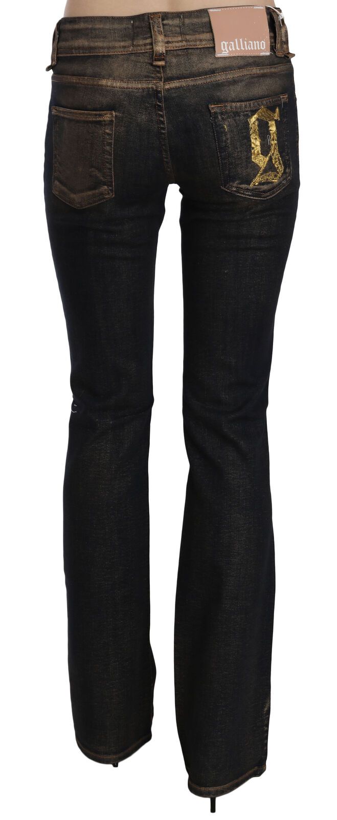 John Galliano Chic Denim Flared Waist Black