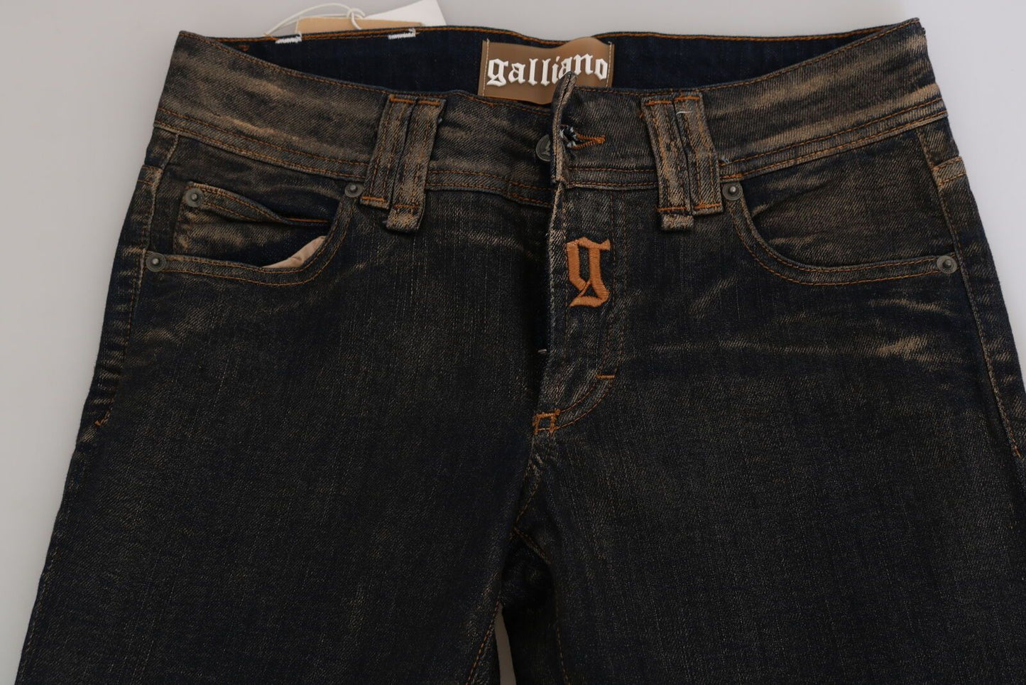 John Galliano Chic Denim Flared Waist Black