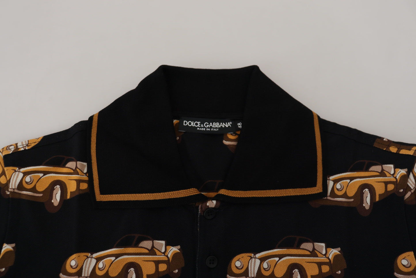 Dolce & Gabbana Schwarzes Kurzarm-Polo-T-Shirt mit Autodruck