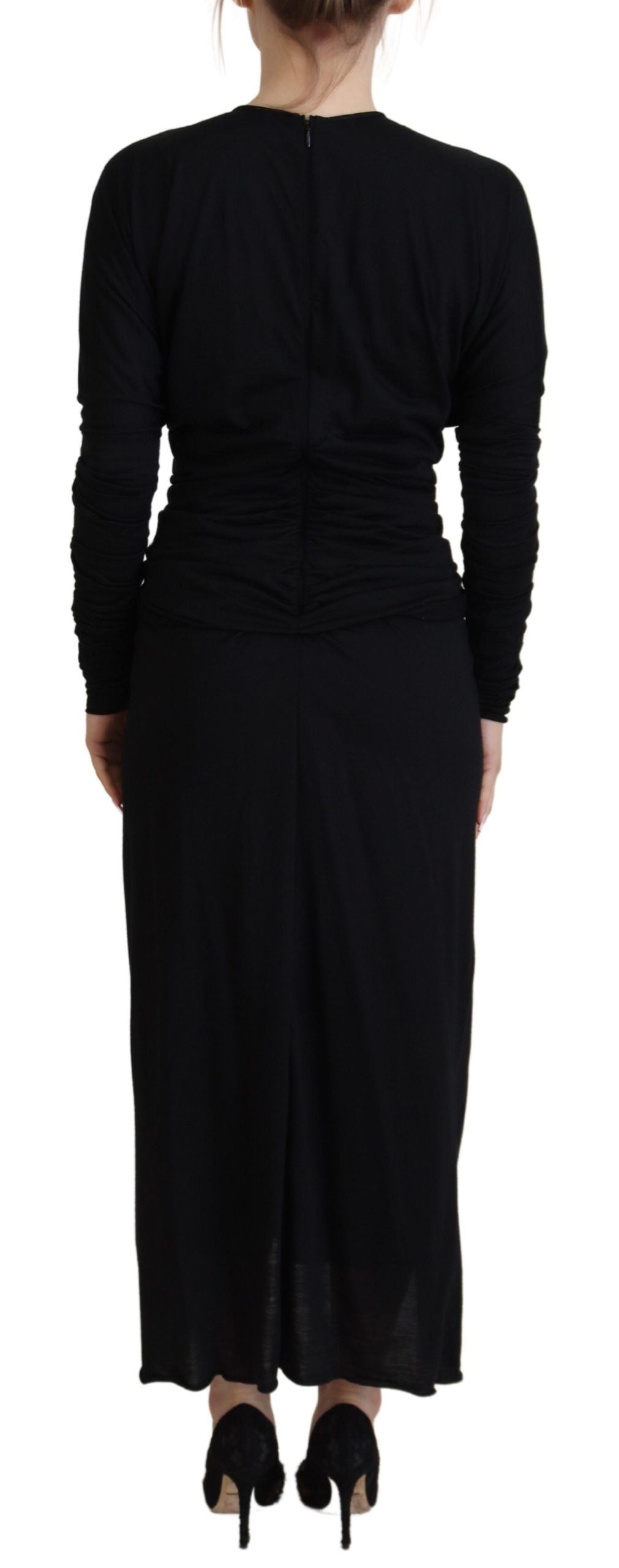 Dolce & Gabbana Elegant wrap-style sheath dress with long sleeves
