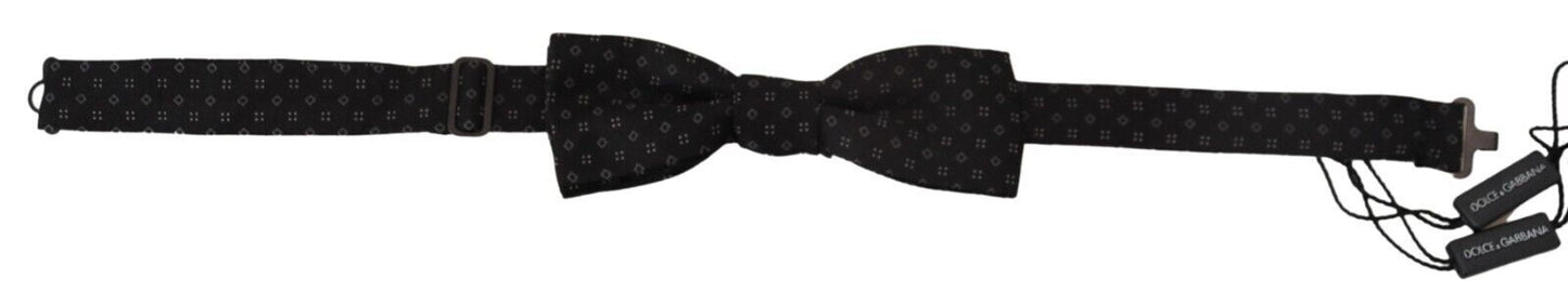 Dolce & Gabbana Schwarze Seidenkrawatte gemustert Herren Accessoire Fliege