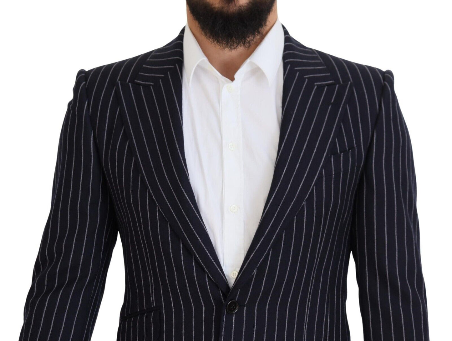 Dolce & Gabbana Elegant navy blue slim fit wool blazer