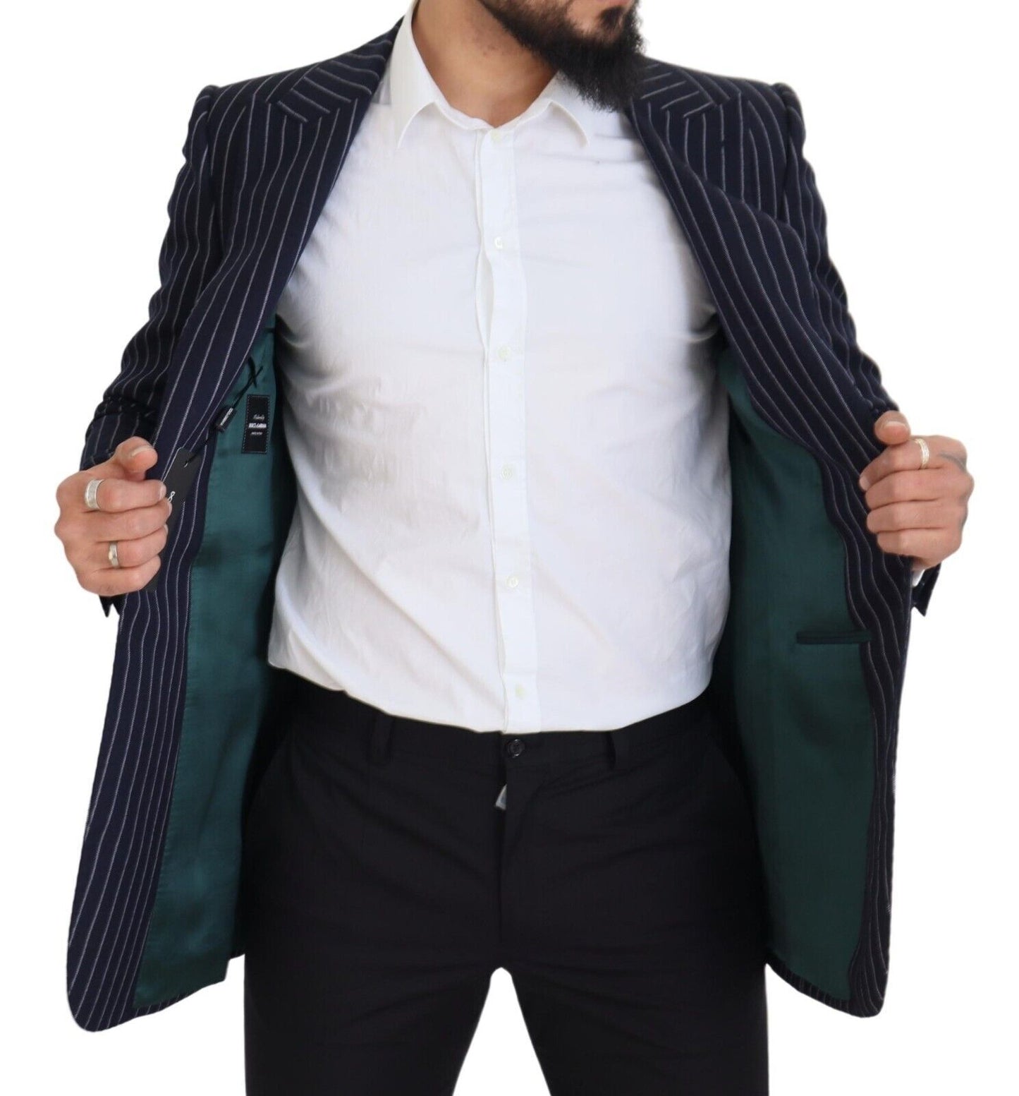 Dolce & Gabbana Elegant navy blue slim fit wool blazer
