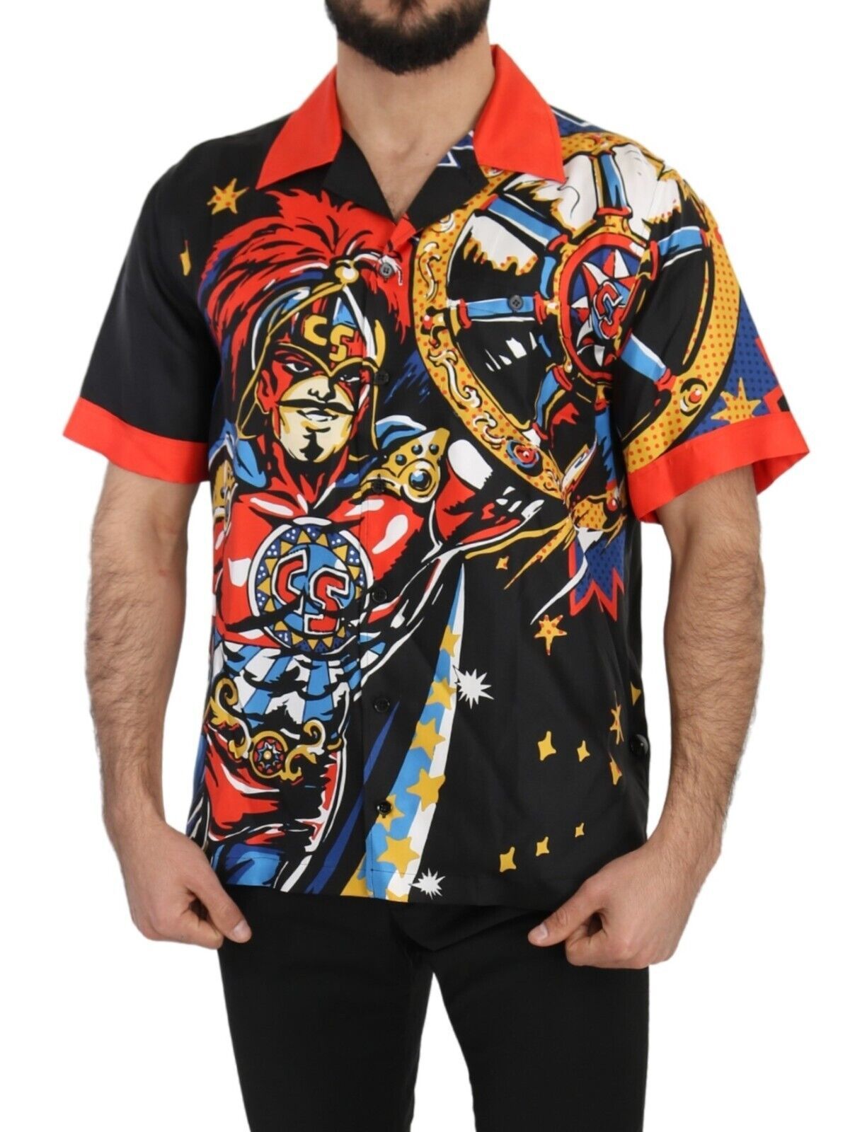 Dolce & Gabbana Mehrfarbig bedrucktes Hemd mit kurzen Ärmeln Freizeithemd