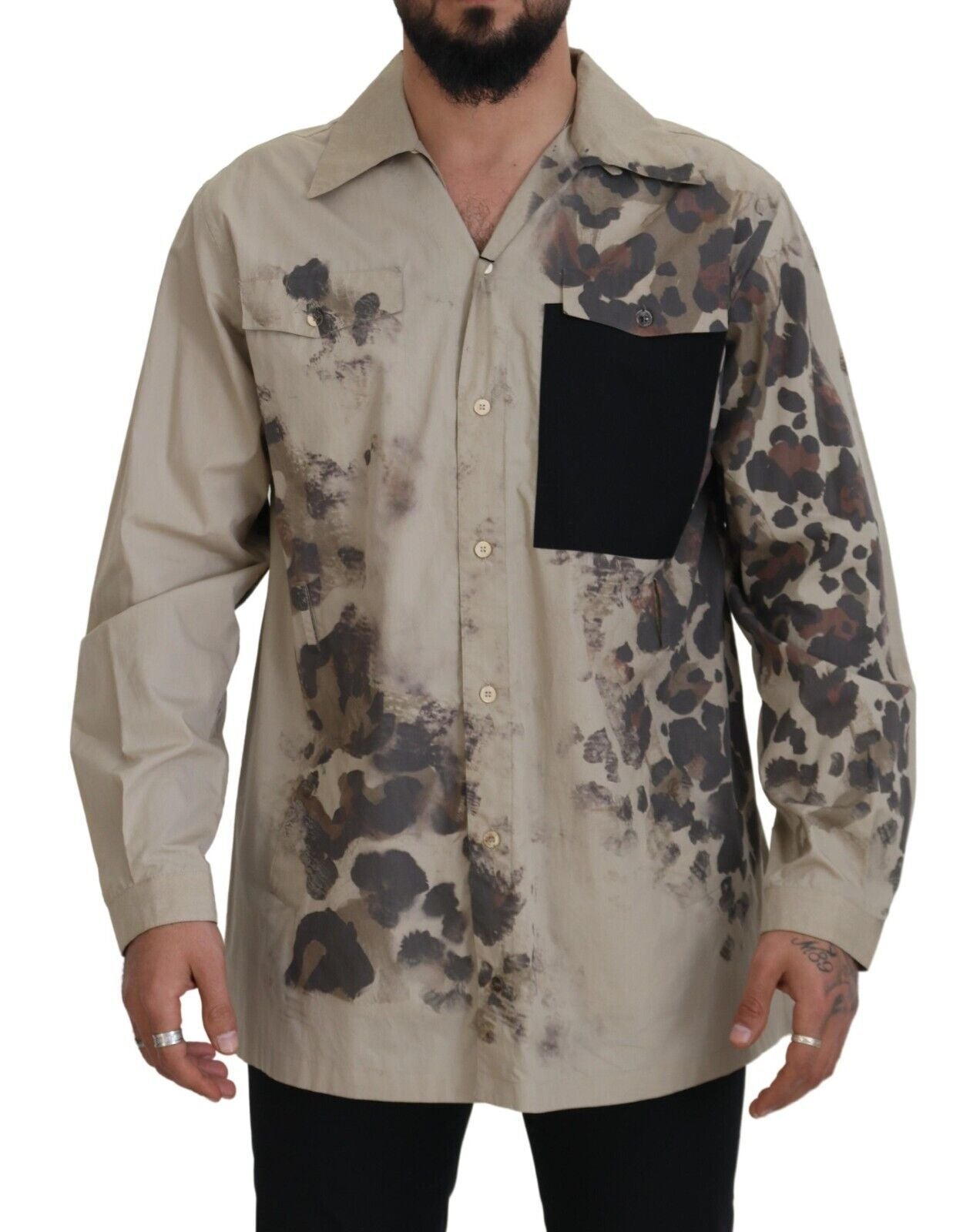 Dolce & Gabbana beige cotton button-down shirt