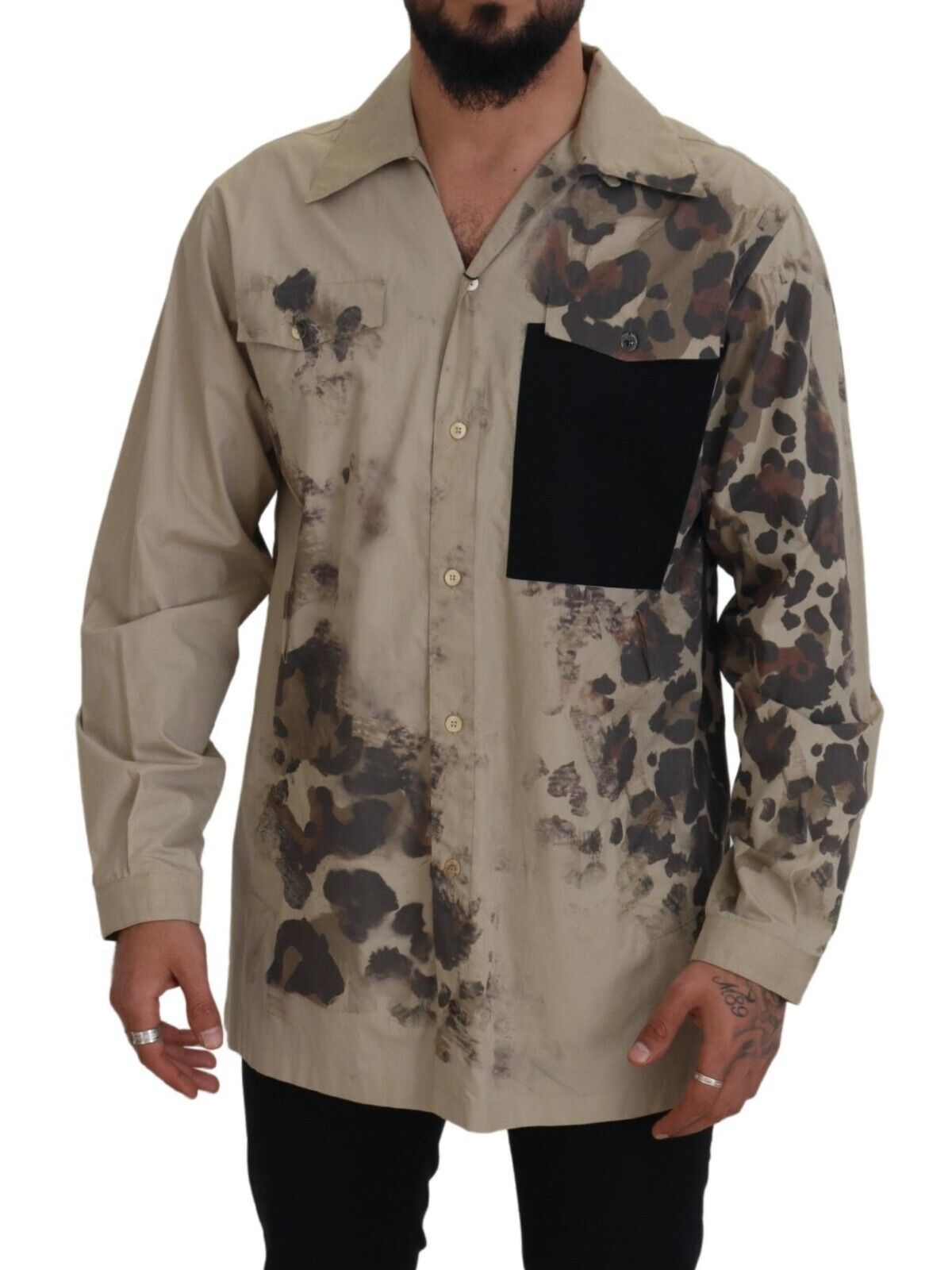 Dolce & Gabbana beige cotton button-down shirt