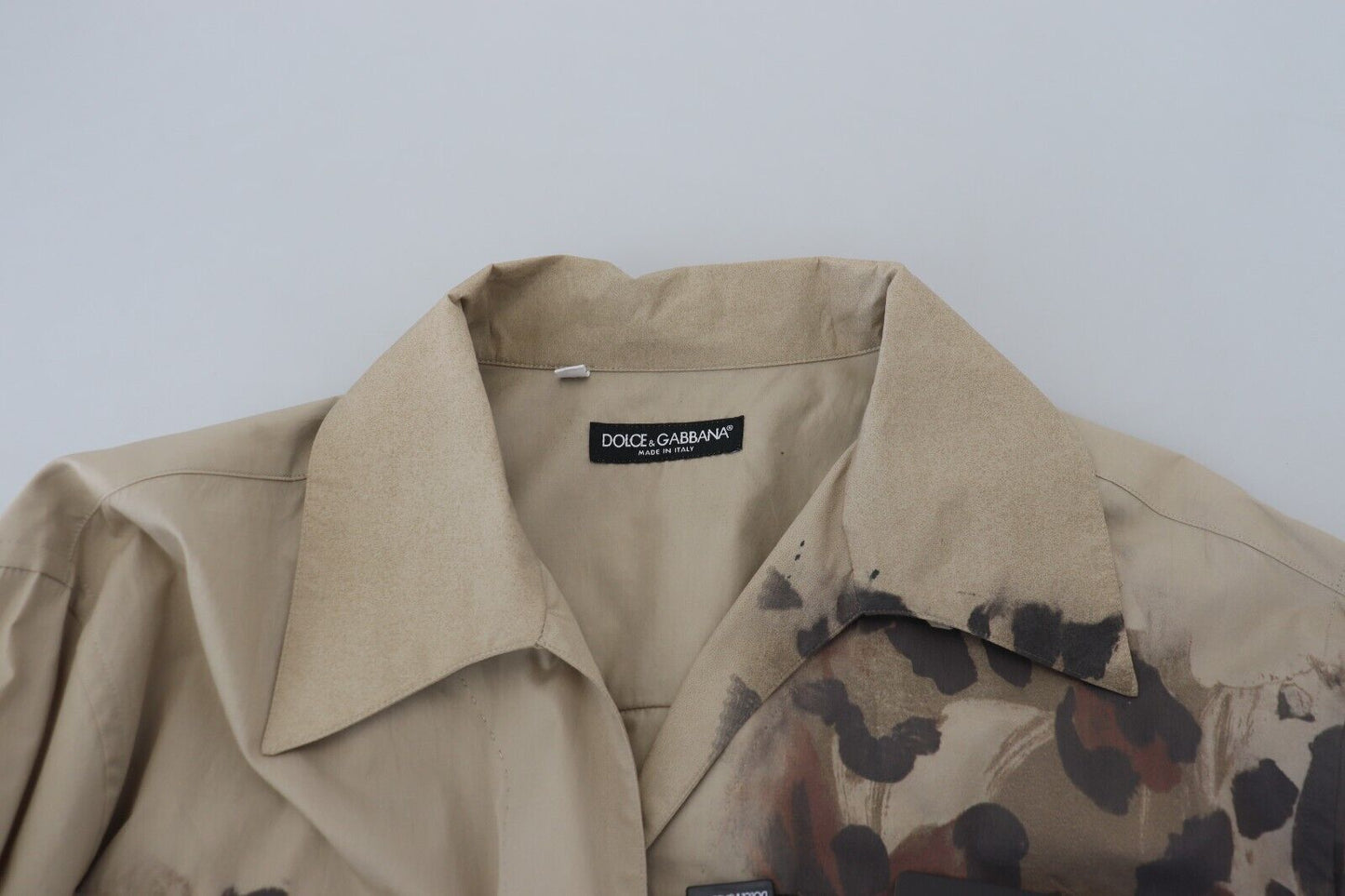Dolce & Gabbana beige cotton button-down shirt