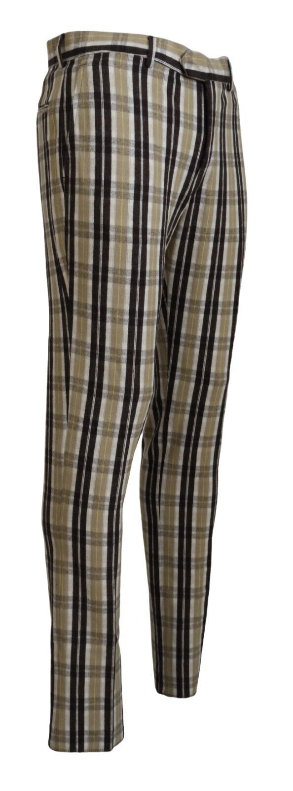 BENCIVENGA Multicolor Karierte Baumwolle Straight Fit Herren Hosen