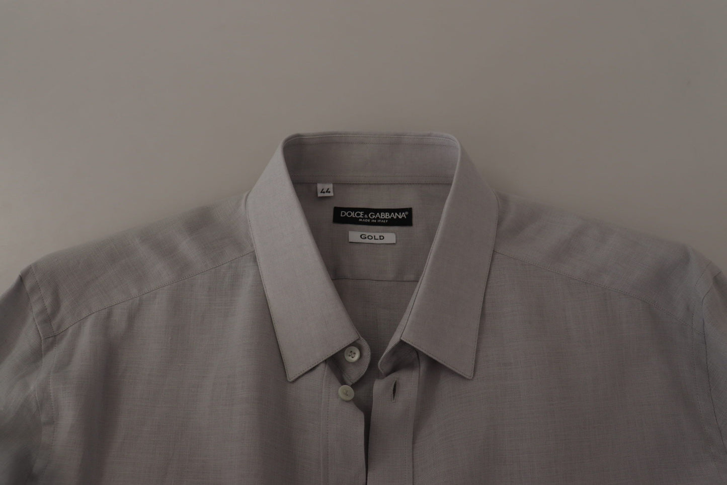 Dolce & Gabbana Elegant grey slim fit linen shirt