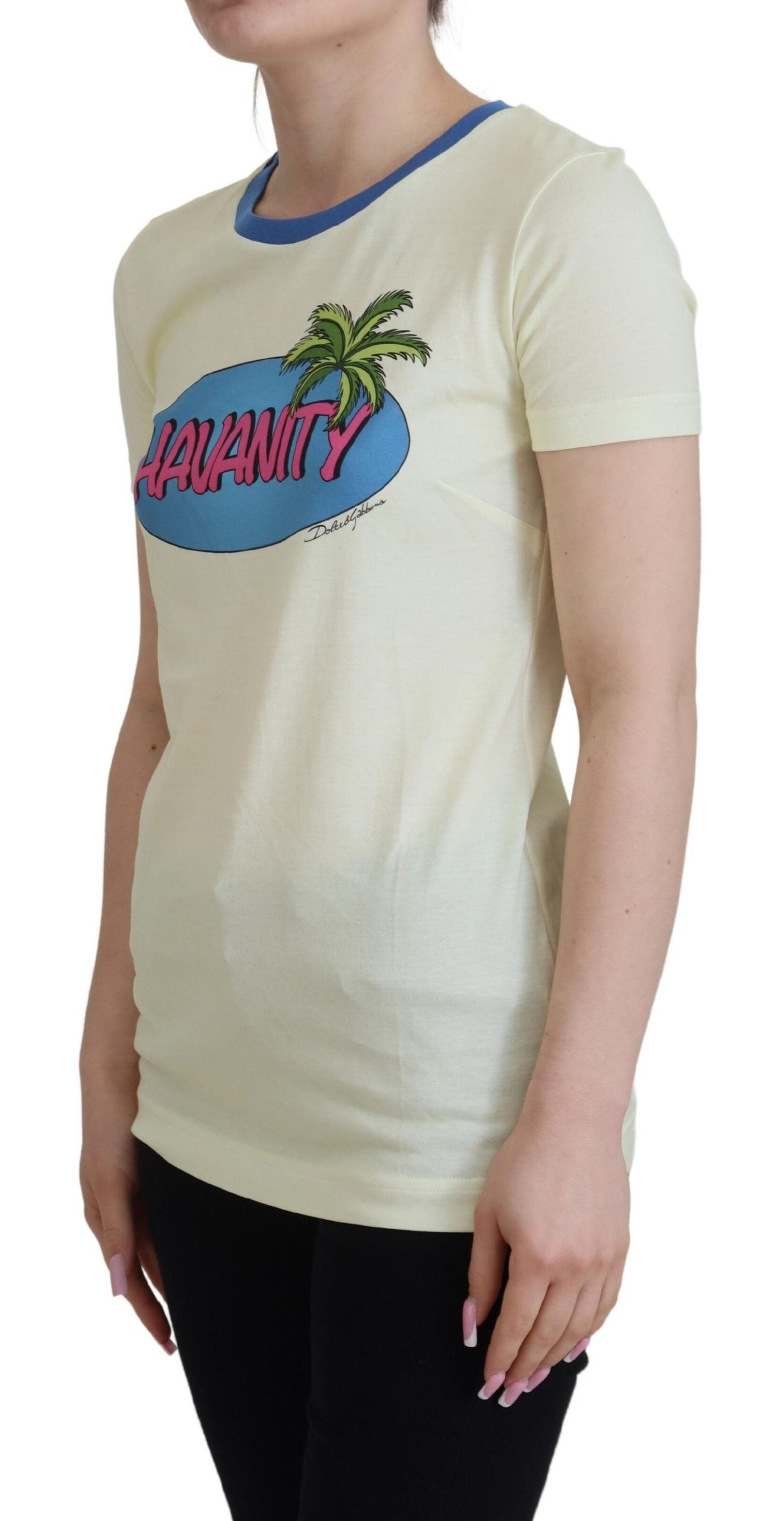 Dolce & Gabbana Gelbes Havanity Tee mit Rundhalsausschnitt Baumwoll-T-Shirt