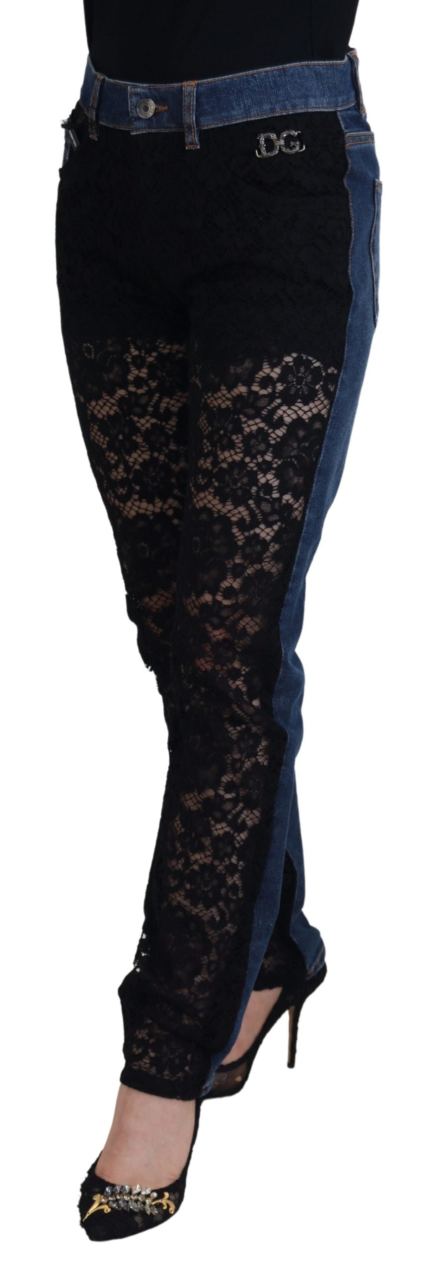 Dolce & Gabbana Elegant floral lace denim