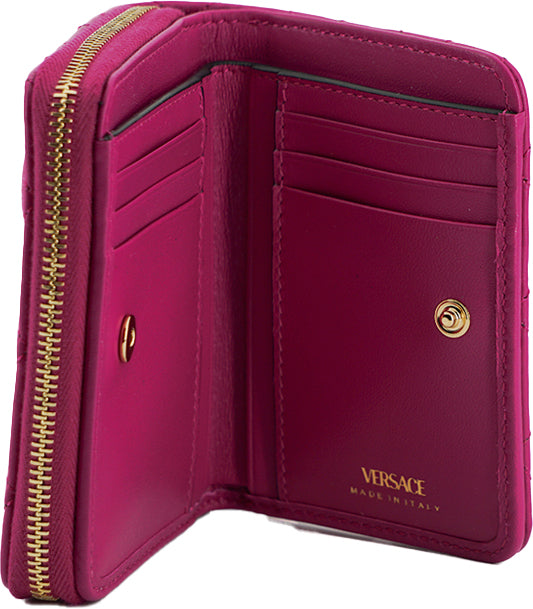 Versace Elegant wallet in purple quilted leather