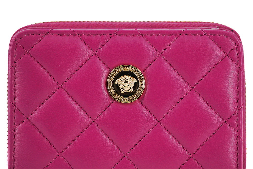 Versace Elegant wallet in purple quilted leather