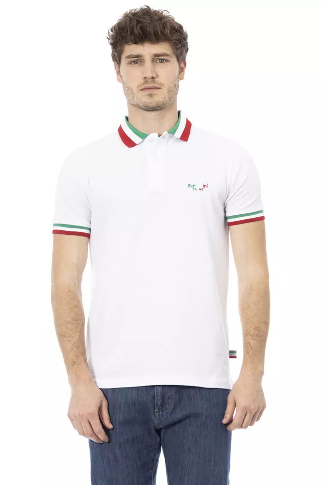 Baldinini Trend White Cotton Polo Shirt for Men