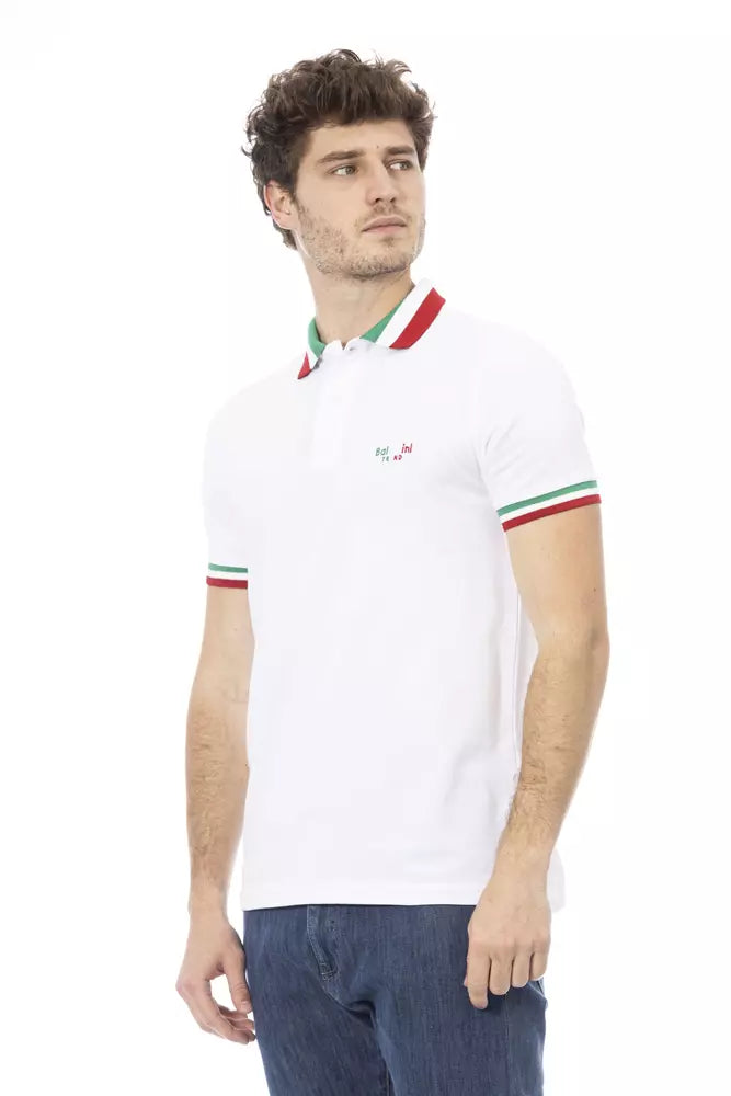 Baldinini Trend White Cotton Polo Shirt for Men