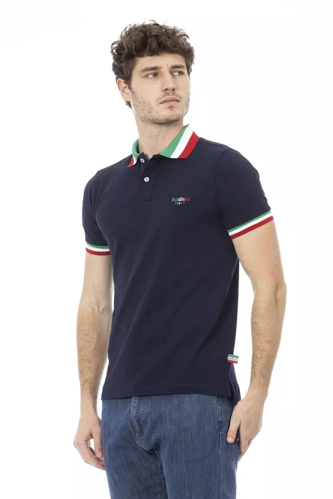 Baldinini Trend Blaues Baumwoll-Poloshirt für Männer