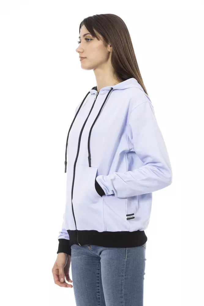 Baldinini Trend Lila Baumwollpullover für Frauen mit verstellbarer Kapuze