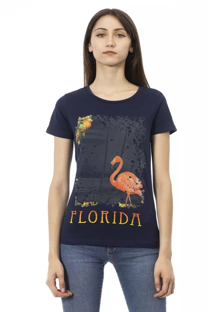 Trussardi Action T-Shirt aus blauer Baumwolle für Frauen