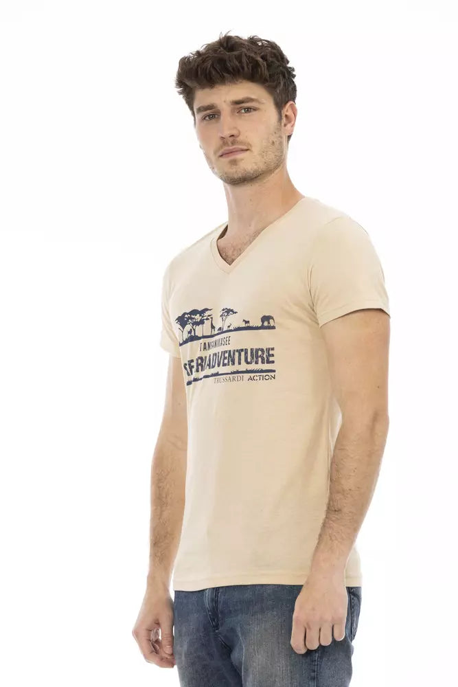 Trussardi Action Beige Cotton Men's T-Shirt