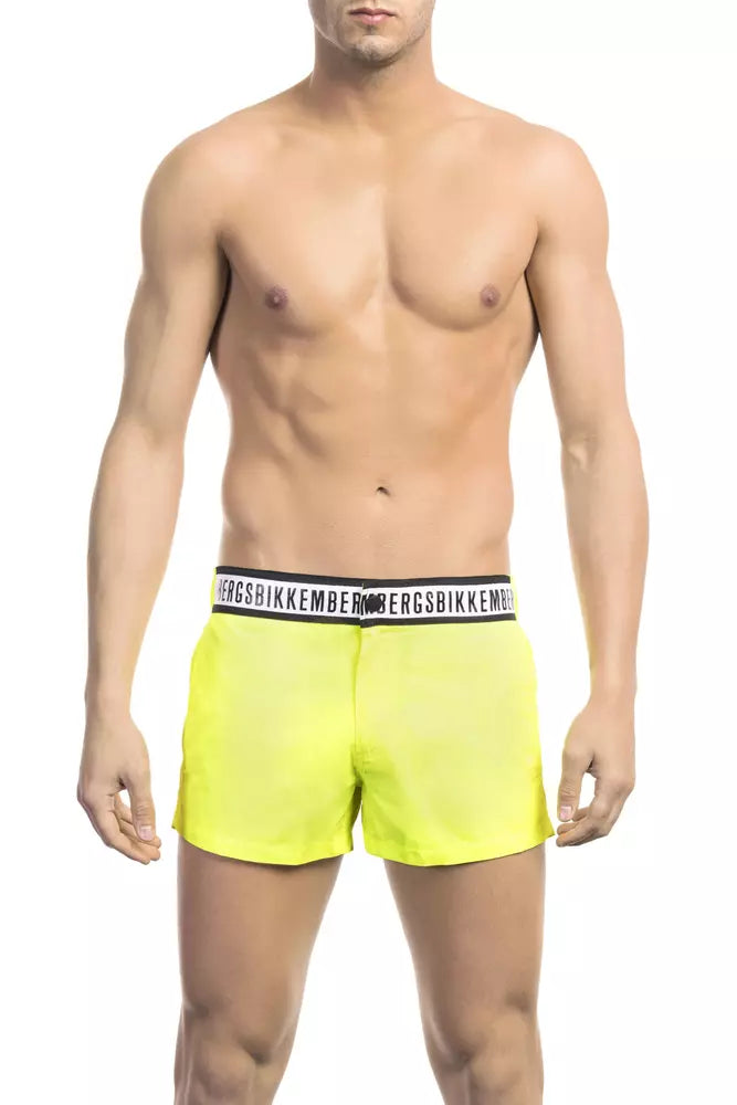 Bikkembergs Gelbe Polyamid Herren Badeshorts