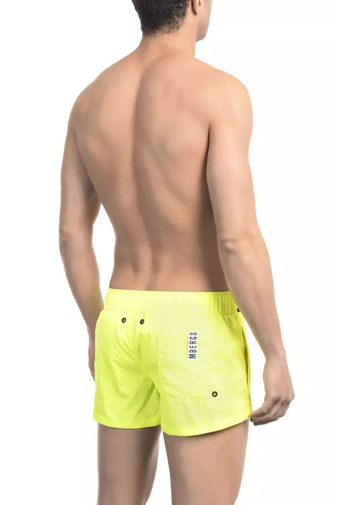 Bikkembergs Gelbe Polyamid Herren Badeshorts