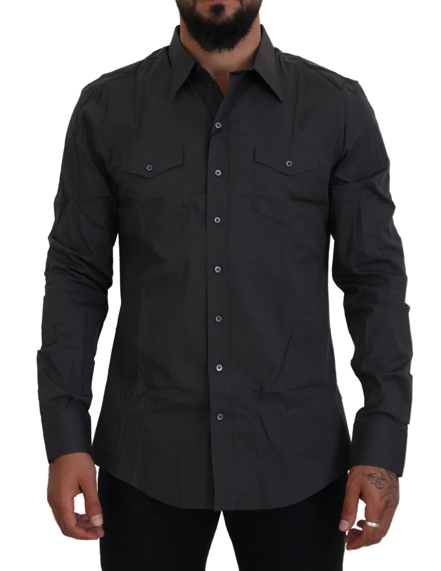 Dolce & Gabbana Elegant Grey Sicilia Slim Fit Shirt