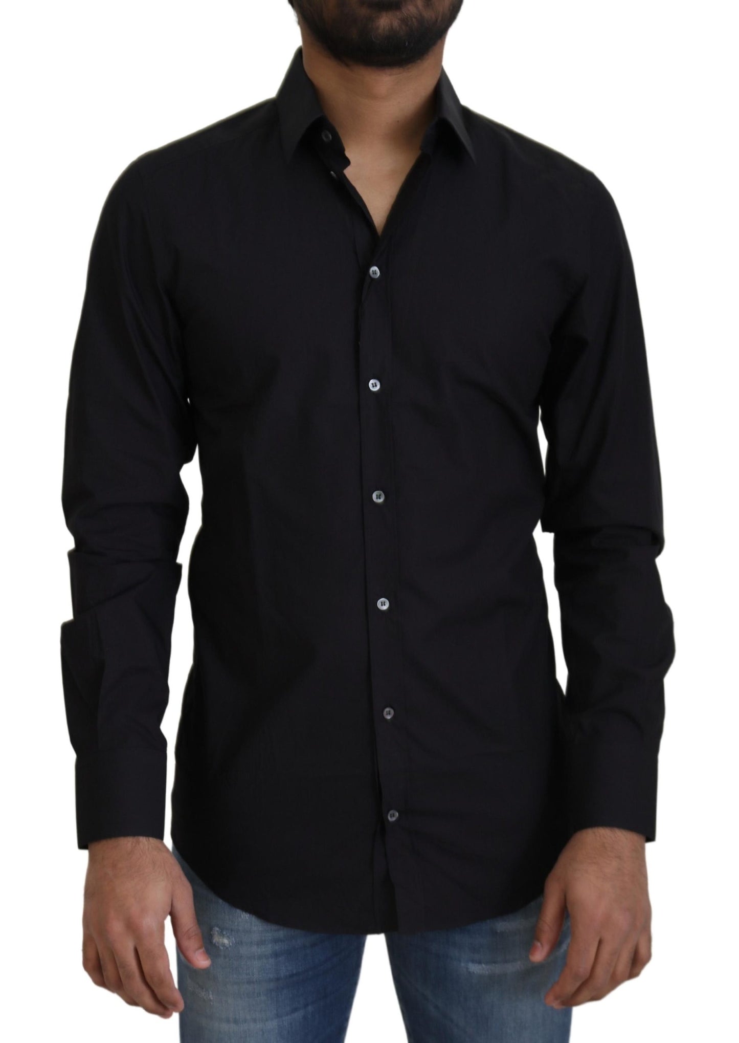 Dolce & Gabbana Elegant Slim Fit Black Cotton Shirt