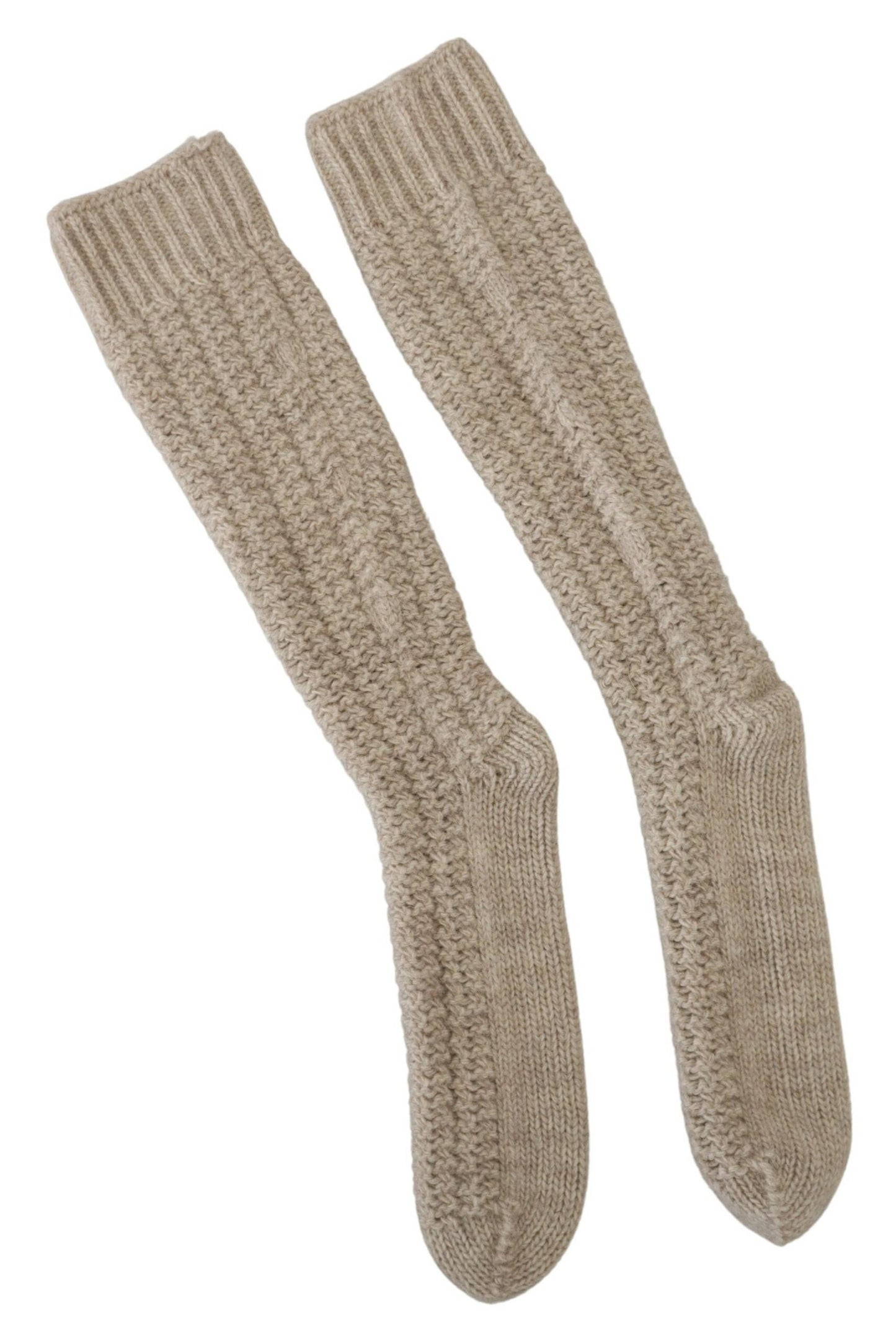 Dolce & Gabbana Chic beige wool blend socks over the calf