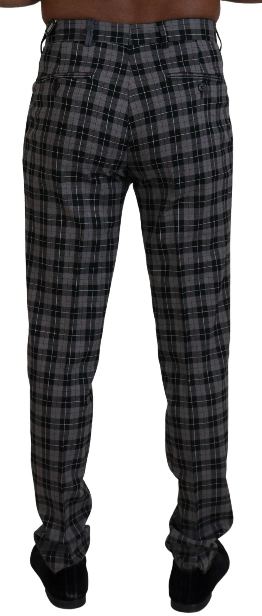 BENCIVENGA Graue karierte Slim Fit Herrenhosen