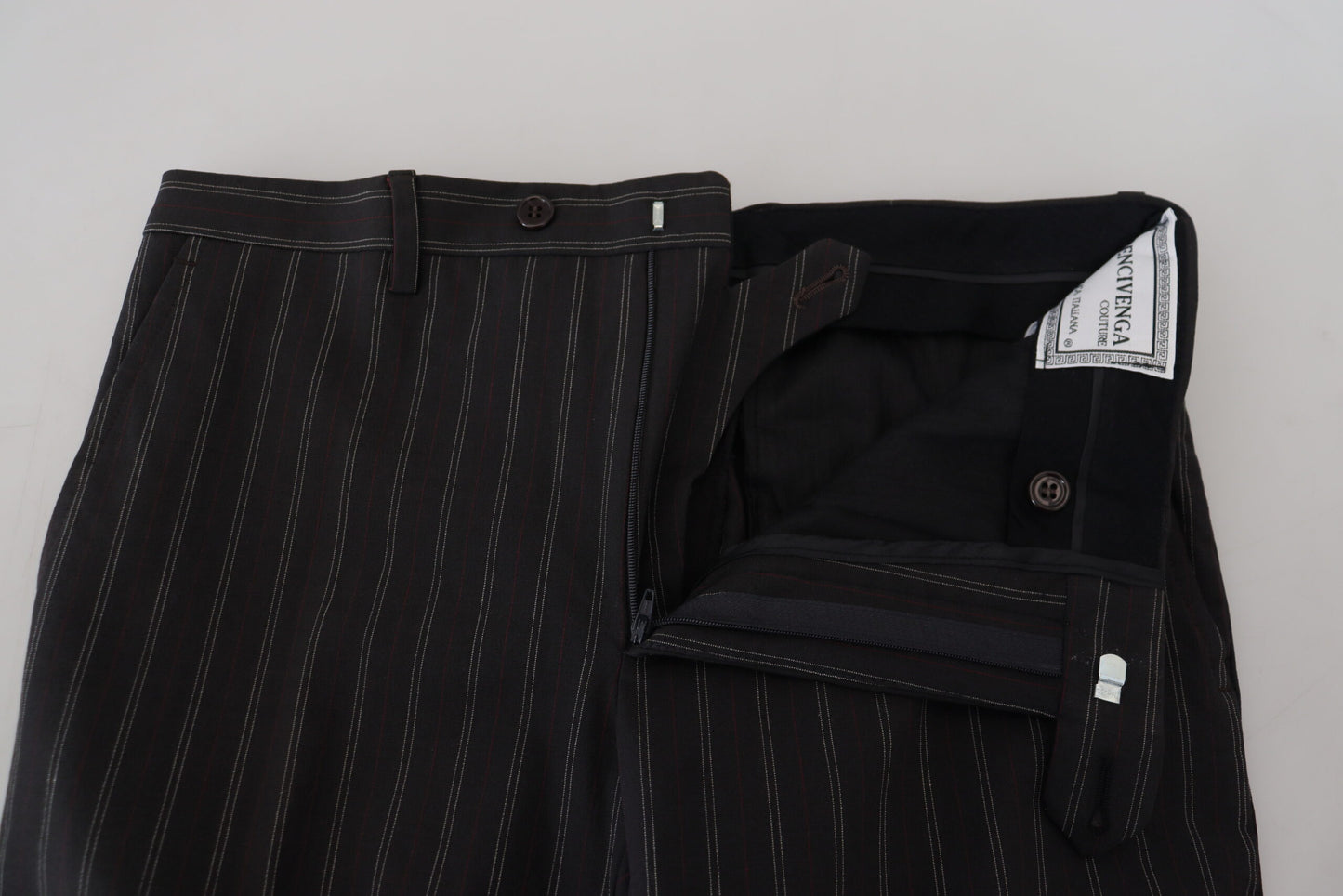 BENCIVENGA Schwarz gestreifte Viskose-Kleid-Hose