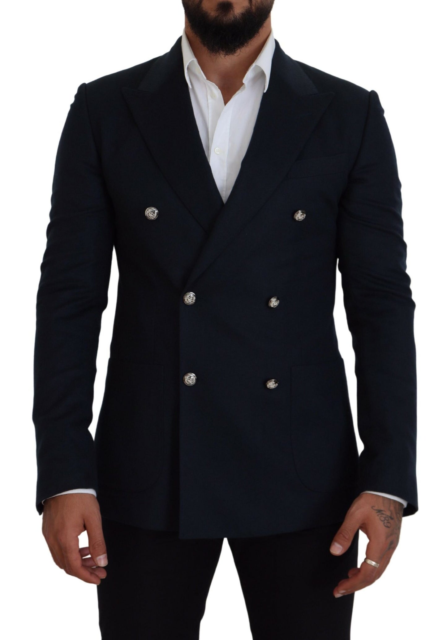 Dolce & Gabbana Blauer doppelreihiger formeller Mantel Blazer
