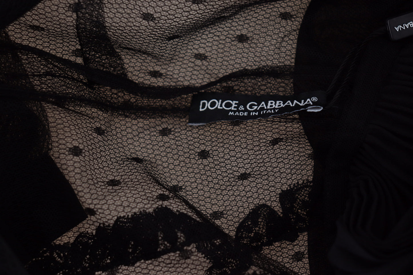 Dolce & Gabbana Schwarzes Mini-Nylonkleid mit Spitzenbesatz in A-Linie