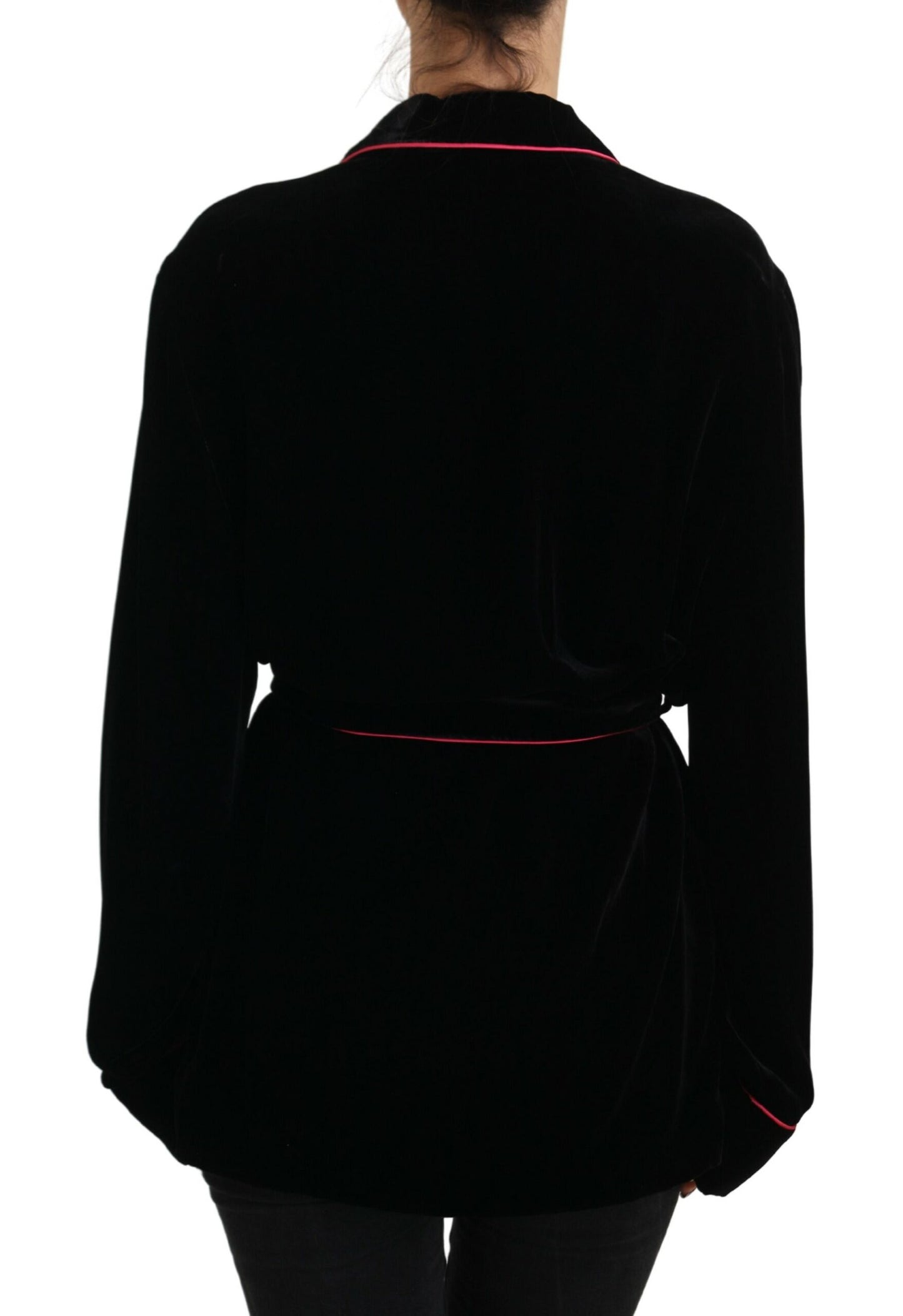 Dolce & Gabbana Schwarzer Blazer mit Gürtel und Knöpfen Viskosejacke