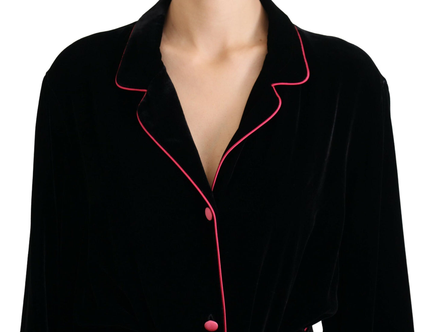 Dolce & Gabbana Schwarzer Blazer mit Gürtel und Knöpfen Viskosejacke