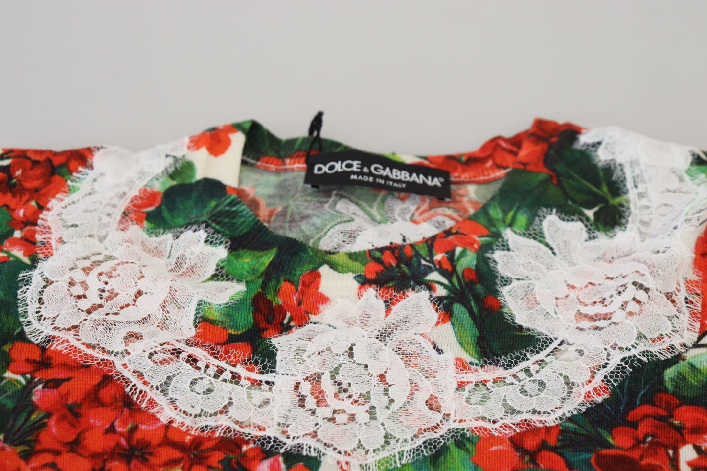 Dolce & Gabbana Weißes, geblümtes Wollwesten-Top mit Spitze