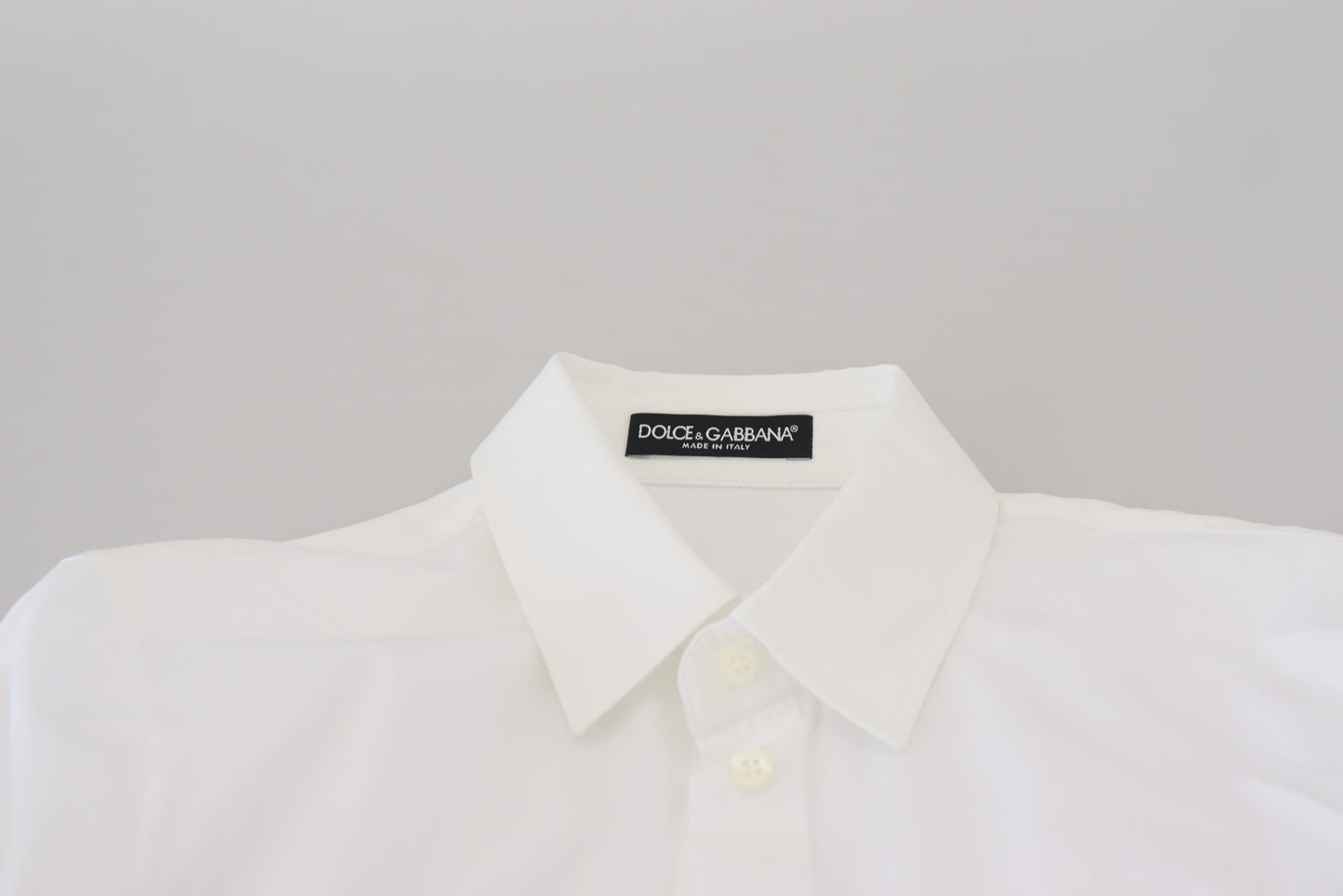 Dolce & Gabbana Weißes langärmeliges formelles Top mit Kragen aus Baumwolle