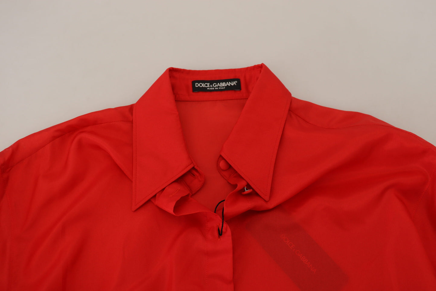 Dolce & Gabbana Rotes Seidenhemd mit Kragen und langen Ärmeln Oberteil