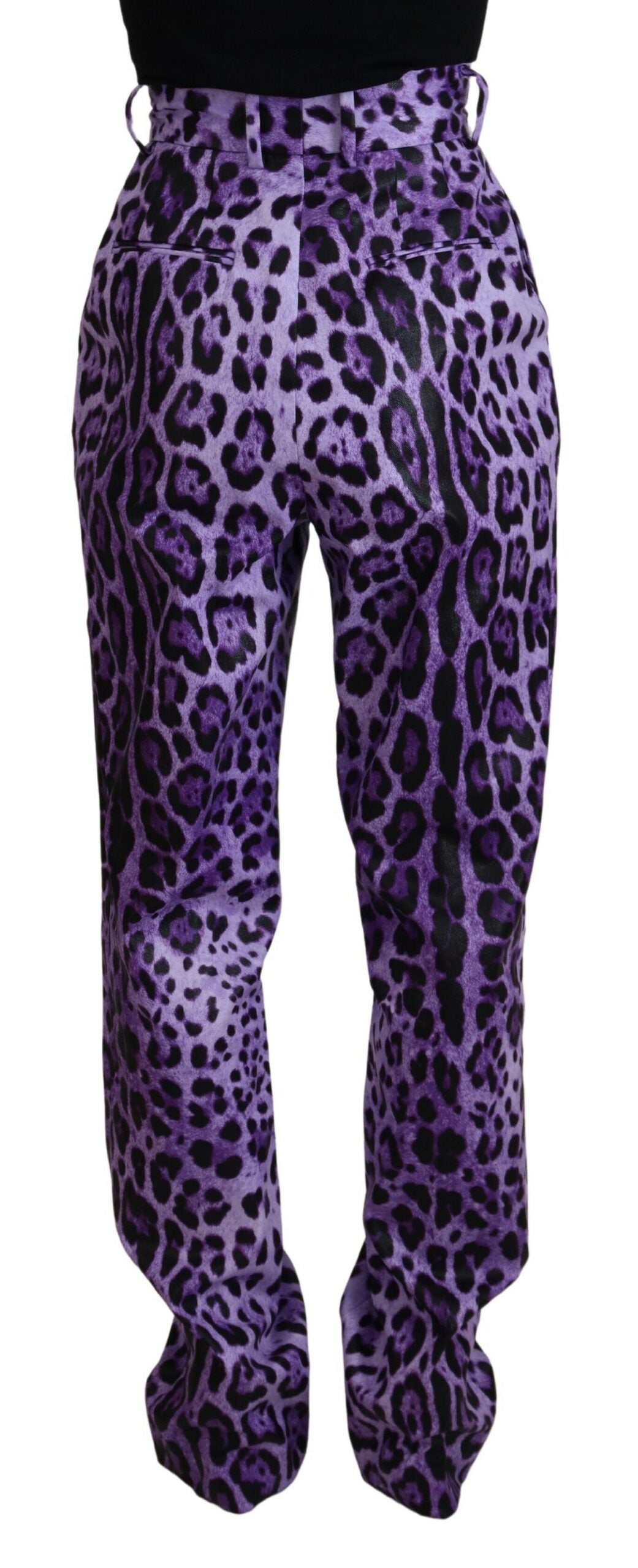 Dolce & Gabbana Elegant straight purple trousers with high waist