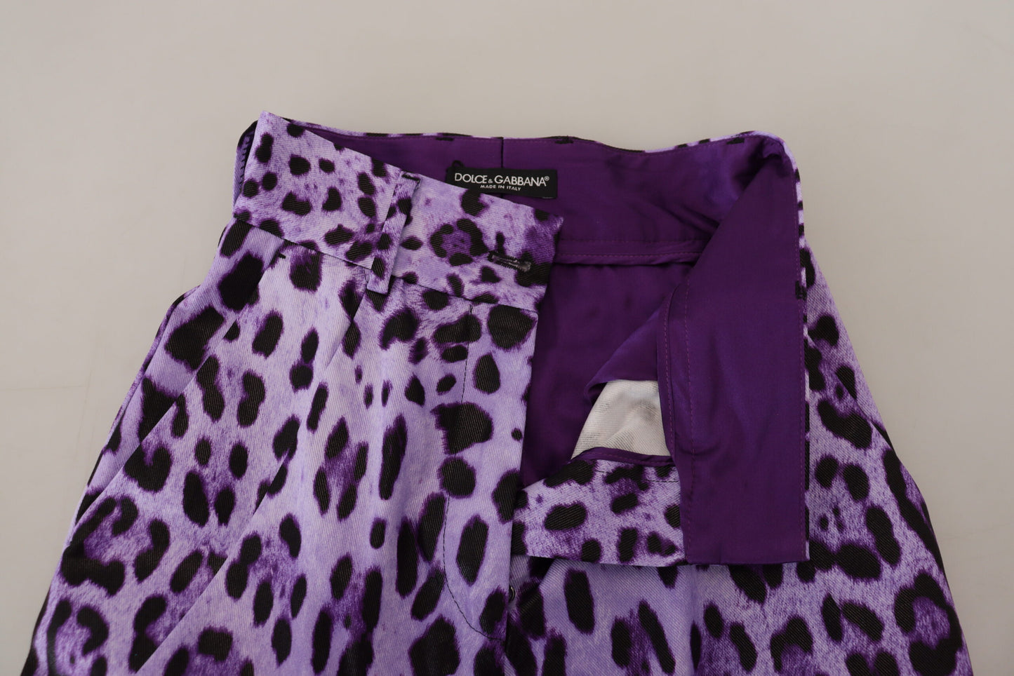 Dolce & Gabbana Elegant straight purple trousers with high waist