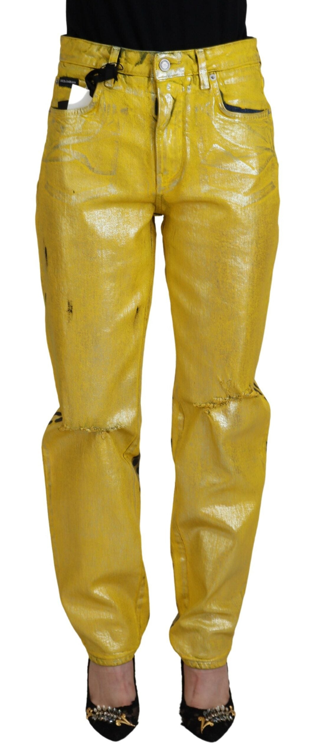 Dolce & Gabbana Chic High Waist Straight Jeans in Bright Yellow