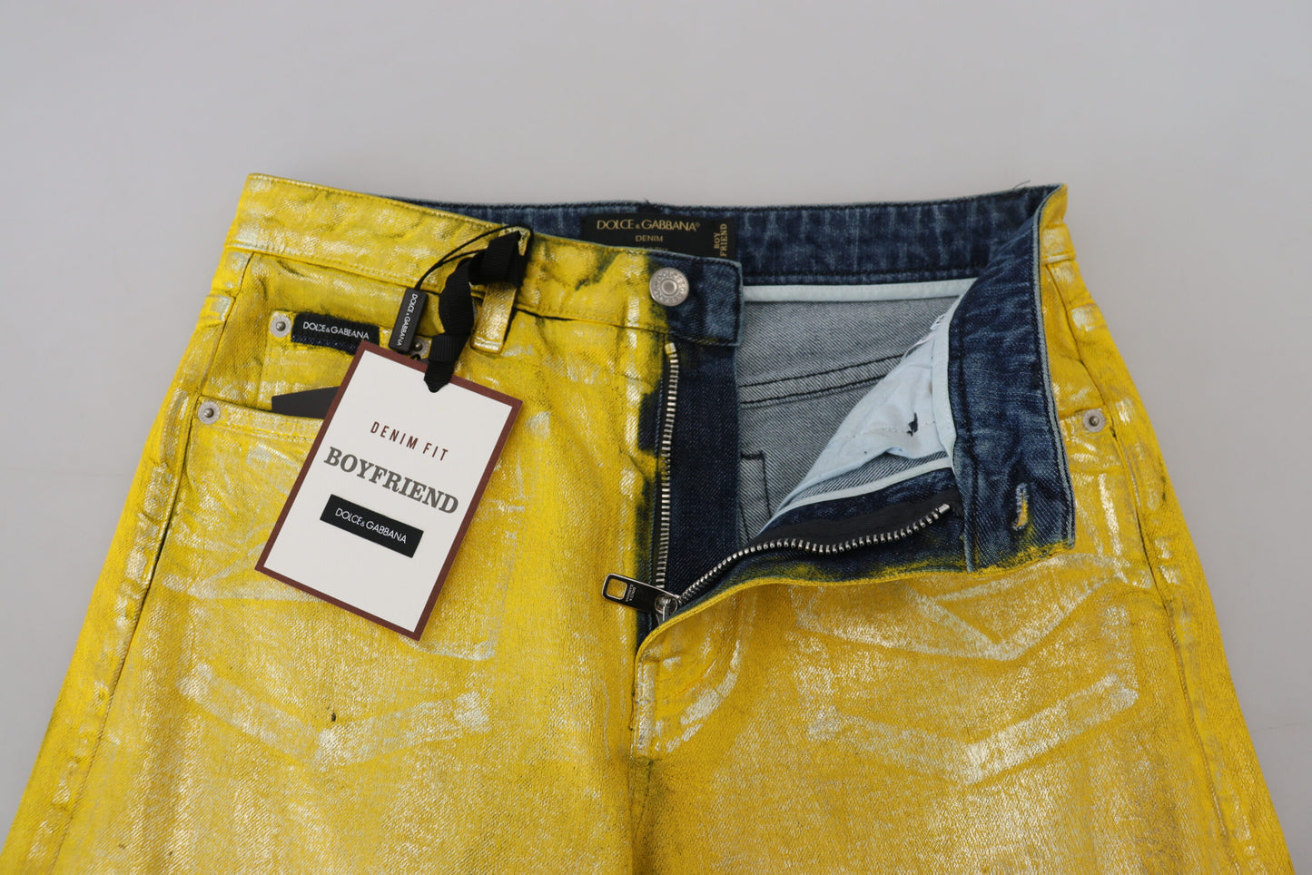 Dolce & Gabbana Chic High Waist Straight Jeans in Bright Yellow