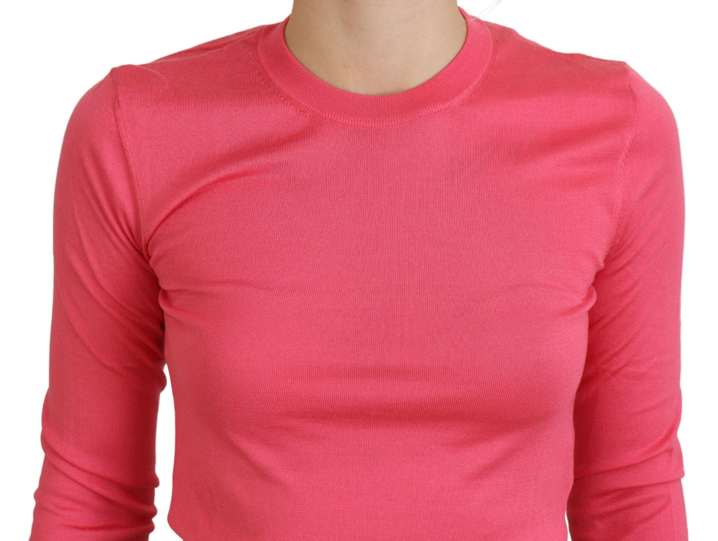 Dolce & Gabbana Rosa Seidenpullover mit Rundhalsausschnitt