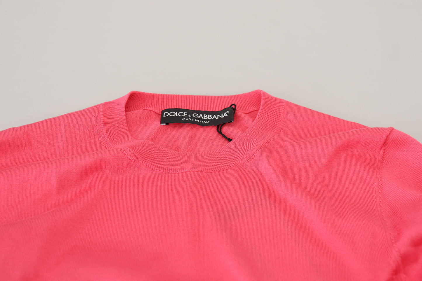 Dolce & Gabbana Rosa Seidenpullover mit Rundhalsausschnitt
