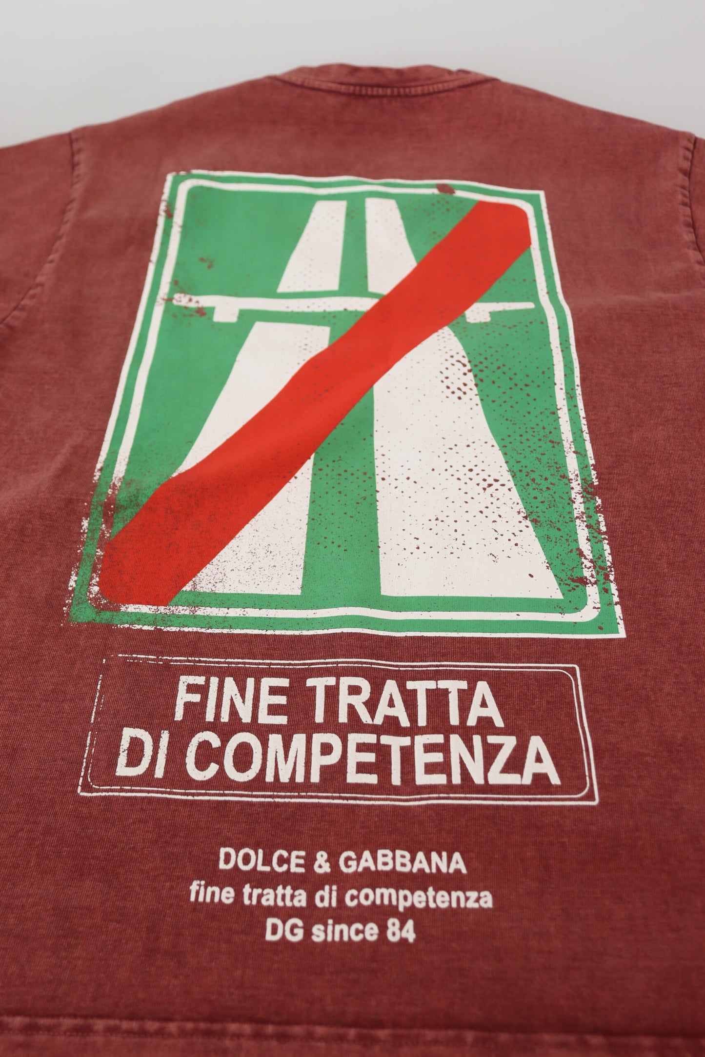 Dolce & Gabbana Maroon Print Rundhalsausschnitt Kurzarm-T-Shirt